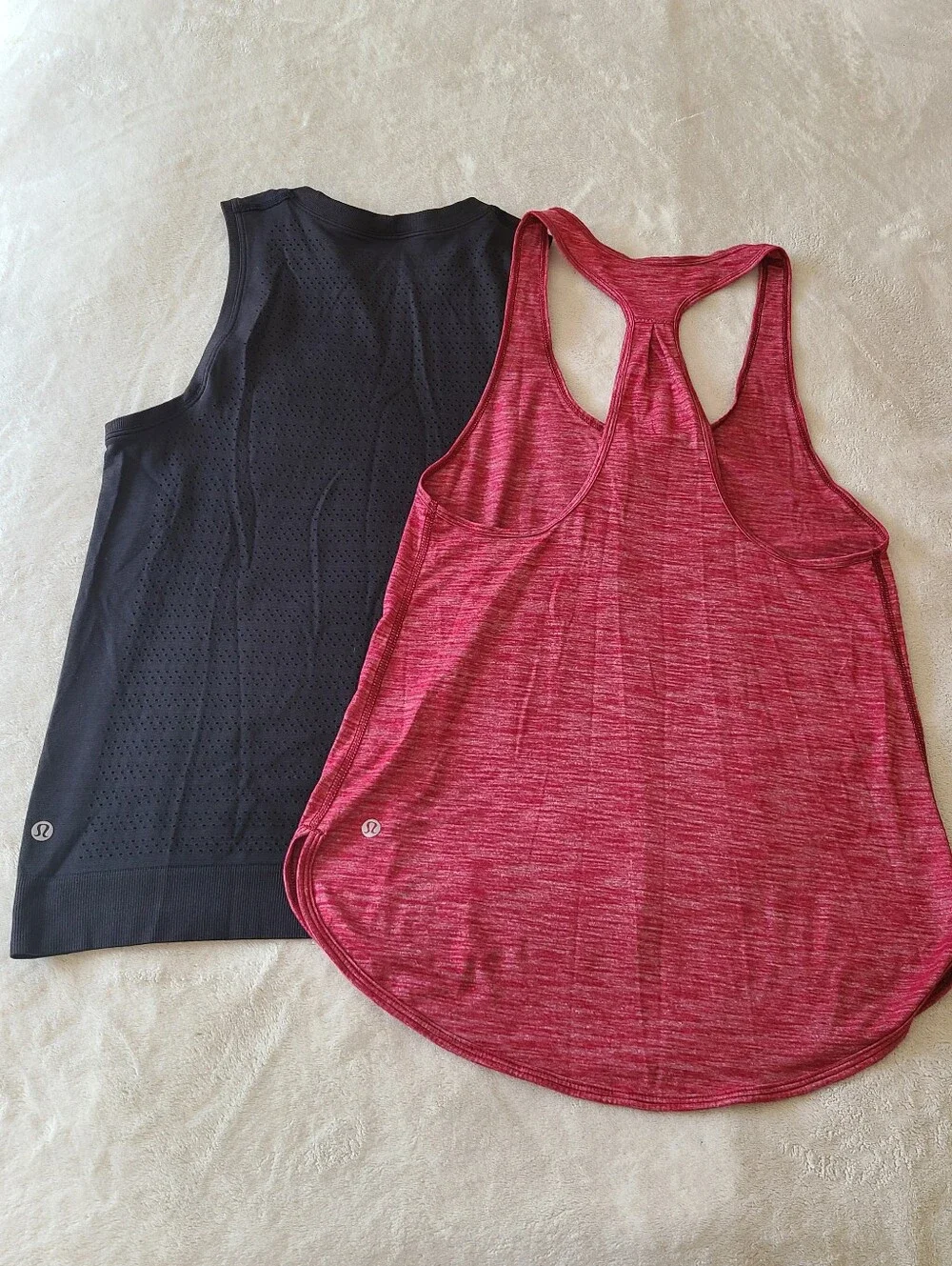 2 lululemon athletica Red Heather & Black Racerback Tank Size S